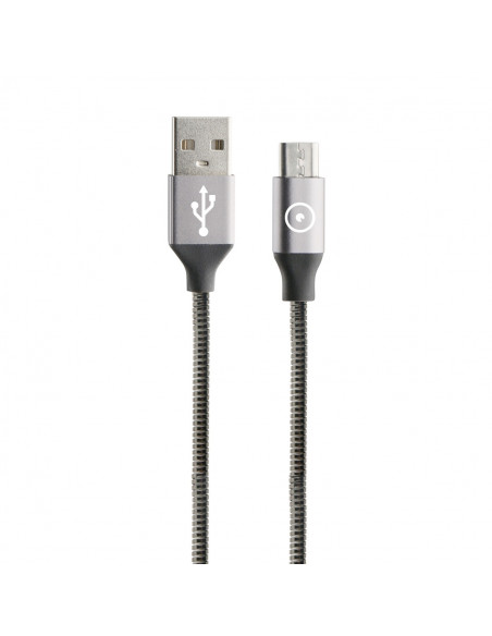 lector guía asqueroso muvit Tiger cable USB a Micro USB metal flexible 2A 1.2m gris