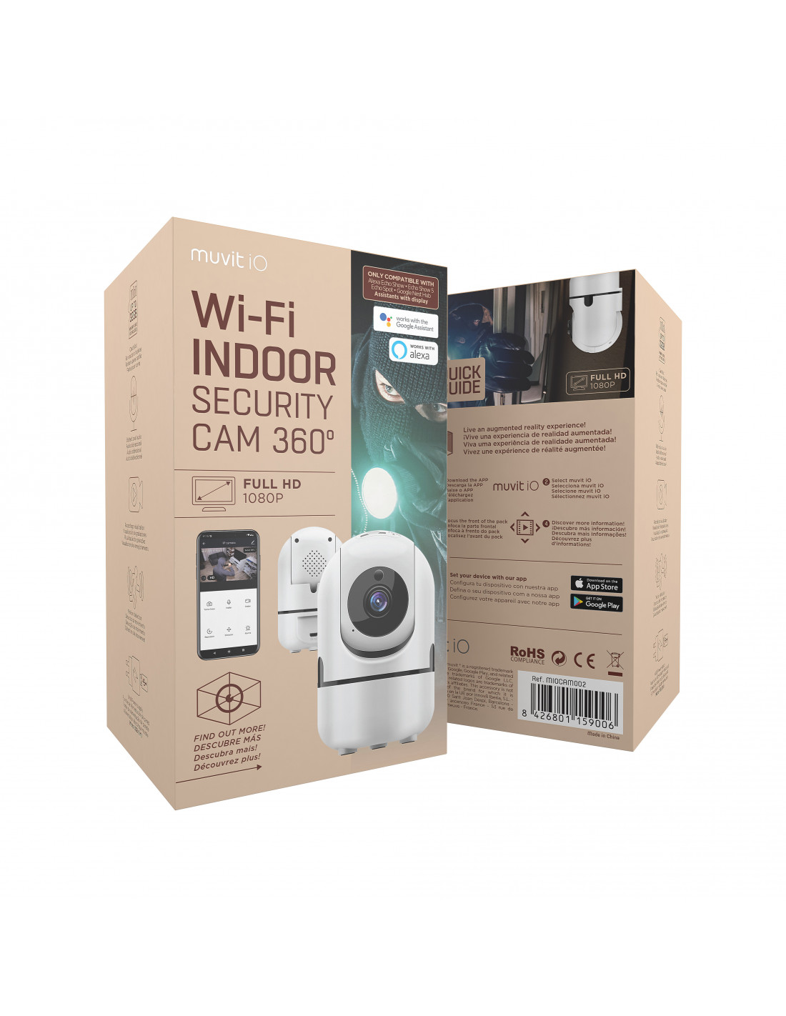 muvit iO cámara de seguridad WIFI full HD 1080P Interior Rotativa 360º