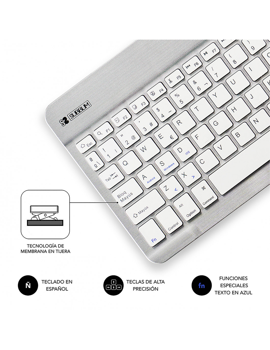 Loco tristeza Novia Subblim teclado Smart Bluetooth para tablet y smart TV plata