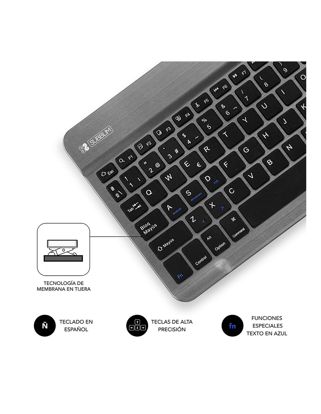 rociar lucha bolita Subblim teclado Smart Bluetooth para tablet y smart TV gris