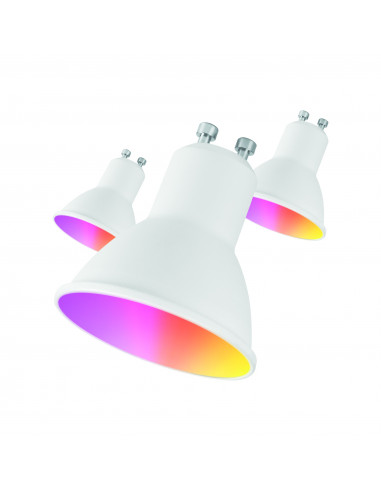 PACK 2 bombillas LED wifi inteligentes GU10 5W 400LM CCT (2700-6500K)  dimable & RGB