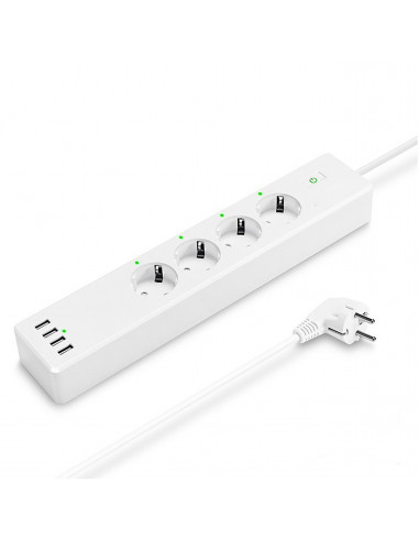 Meross Regleta Inteligente 4 tomas de corriente y 4 puertos USB compatible  con Apple HomeKit, Google y Alexa