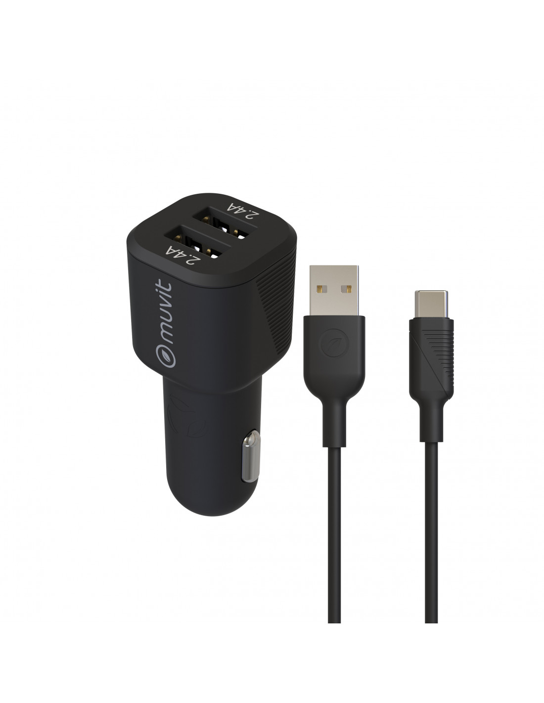 muvit for change pack cargador coche USB 2.4A 12W + cable Micro USB 2.4A  1,2m negro