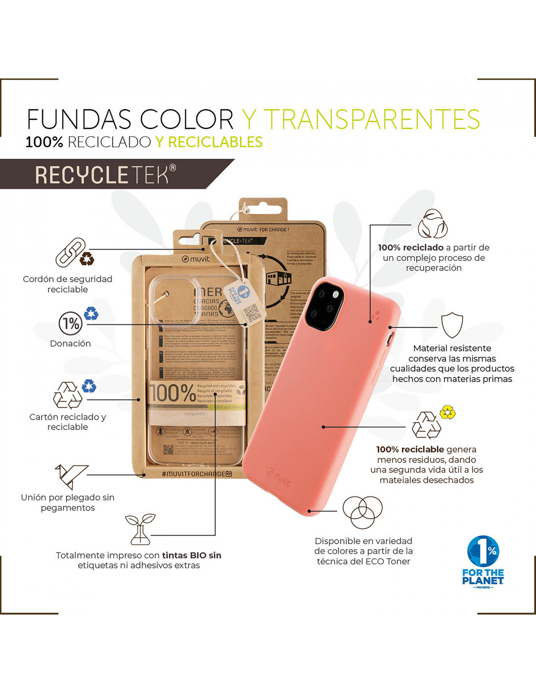 Muvit for change Funda+Protector Pantalla Apple iPhone 13 Mini  Transparente