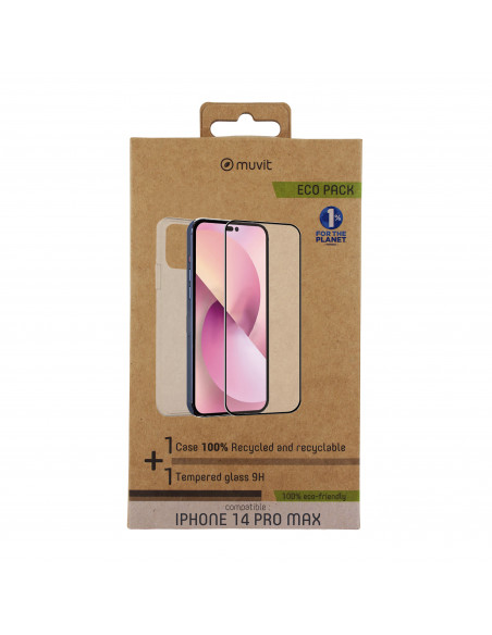 muvit for change protector pantalla compatible con Apple iPhone 14 Pro Max  vidrio templado plano