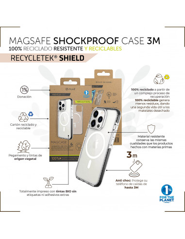 Funda iPhone 15 Pro Transparente Recycletek MagSafe Muvit