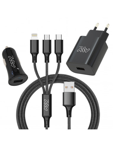 muvit for change pack cargador coche USB 2.4A 12W + cable Micro USB 2.4A  1,2m negro