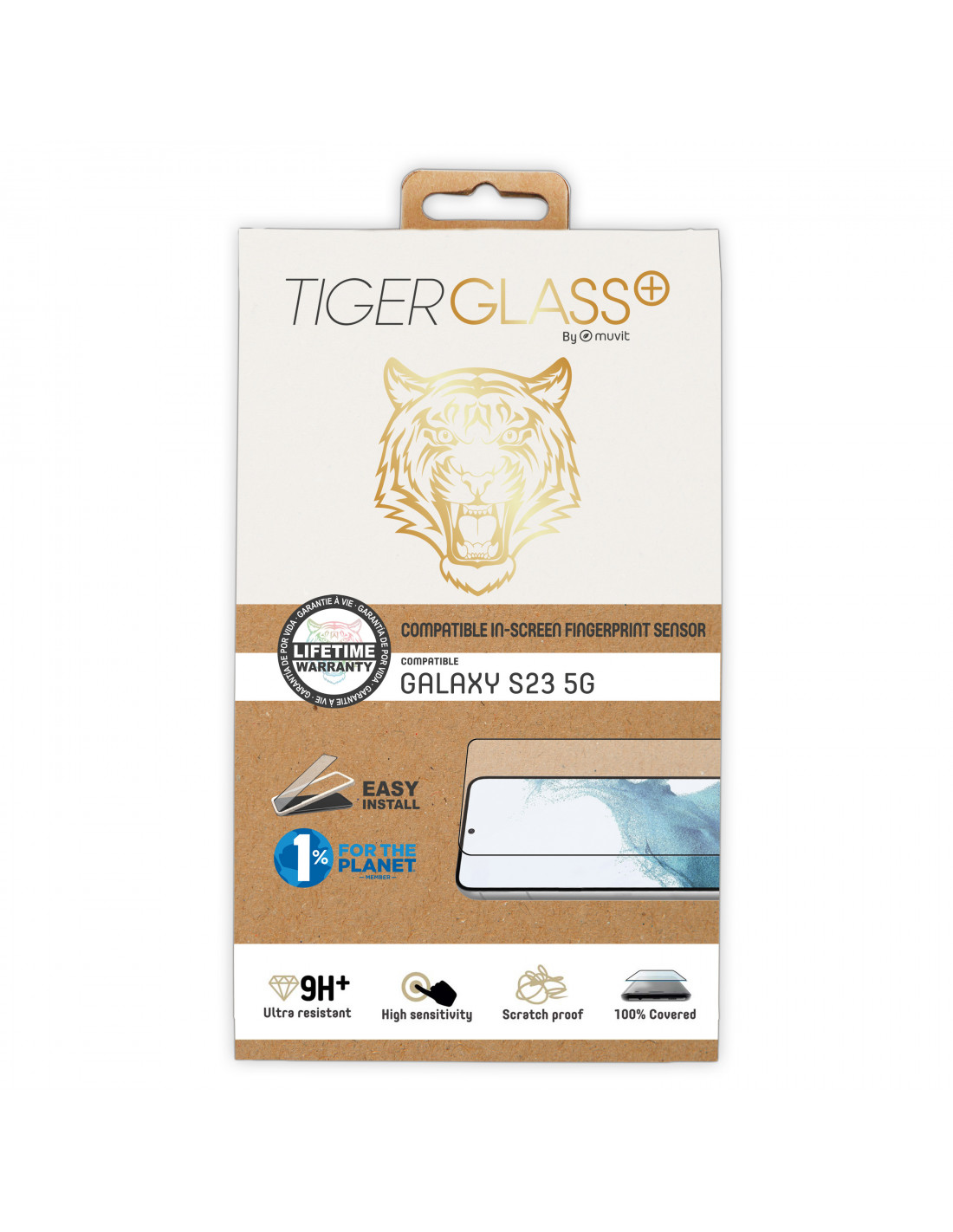 Tiger protector pantalla compatible con Samsung Galaxy S23 5G vidrio  templado curvo marco negro antibacteria