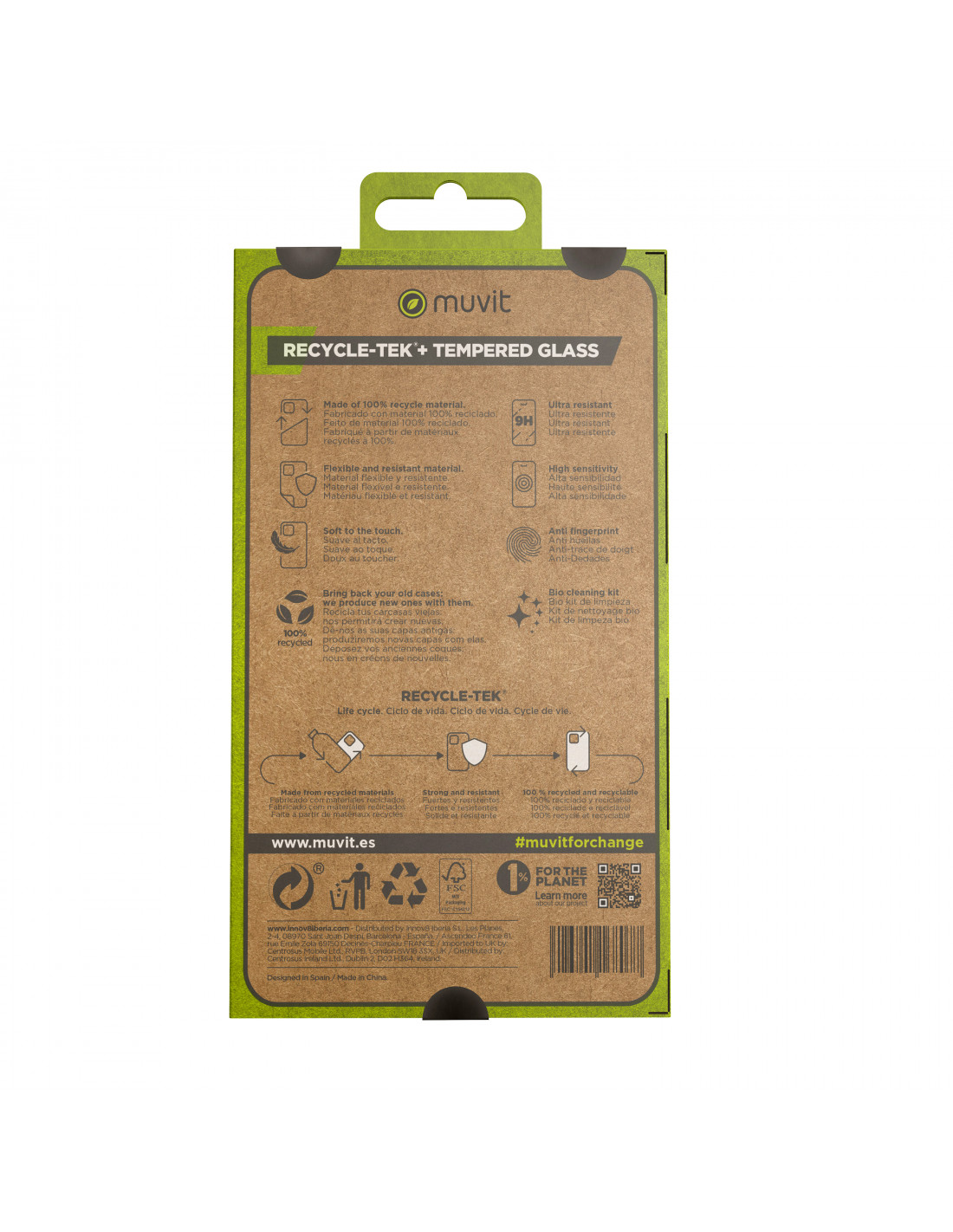 Muvit Protector Pantalla Cristal Templado Plano Recycletek para