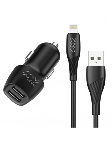 Cargador para iPhone, 2 en 1: Casa y coche, incluye cable Lightning