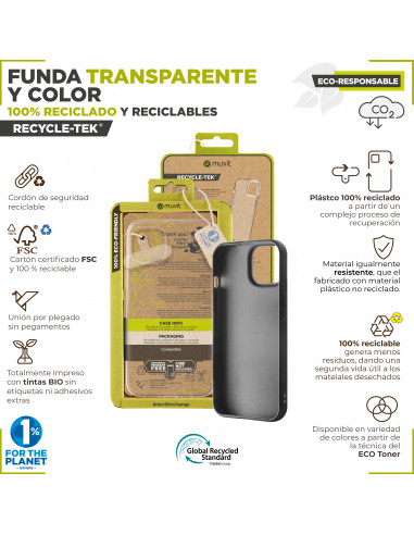 muvit for change funda recycletek Magsafe compatible con Apple iPhone 15  transparente
