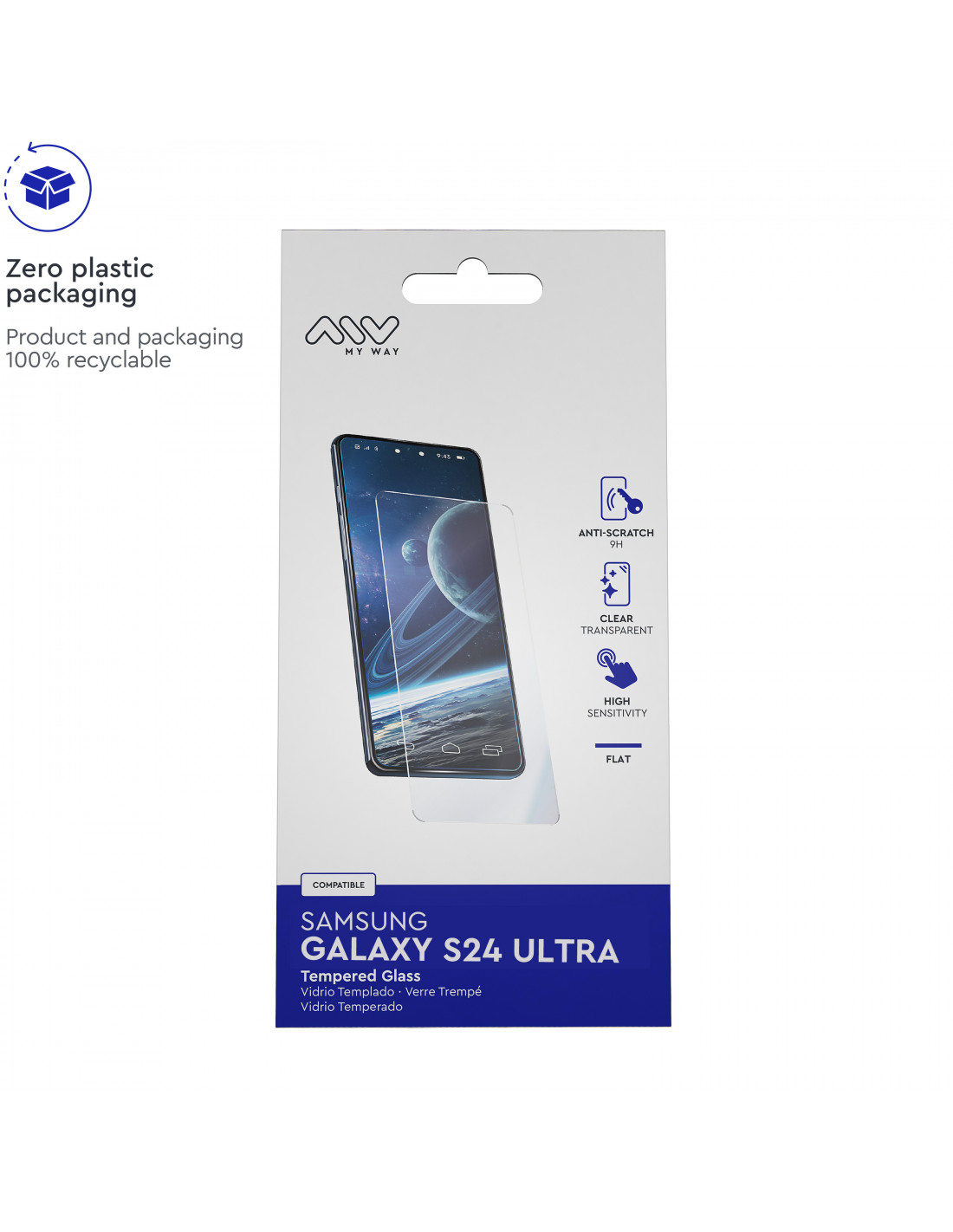 myway funda compatible con Samsung Galaxy S24 Ultra + protector pantalla  vidrio templado plano