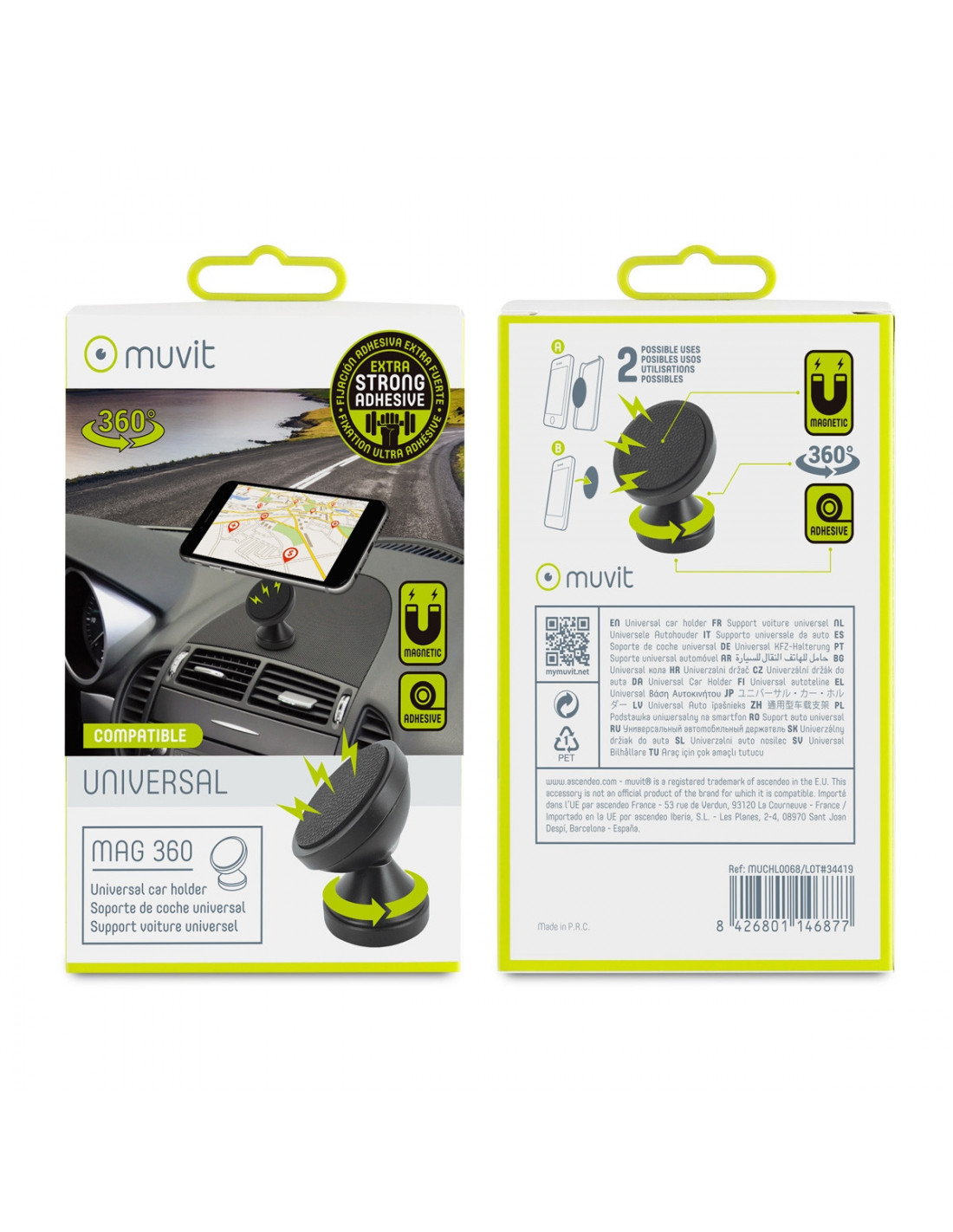 Muvit Support GSM Ventouse Voiture Universel- 10cm