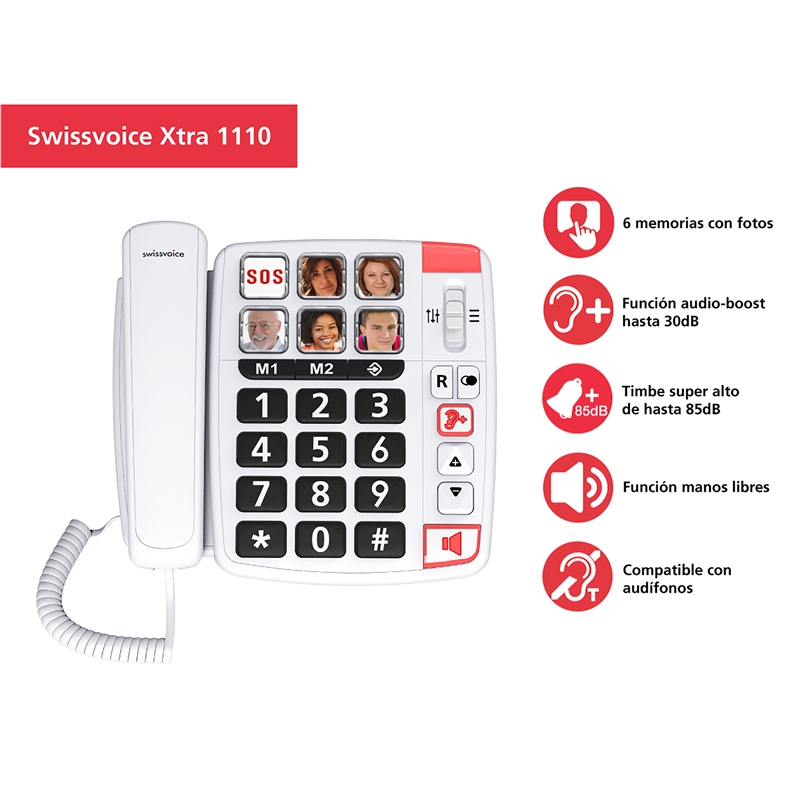 Alcatel teléfono Swissvoice Xtra 1110 Blanco