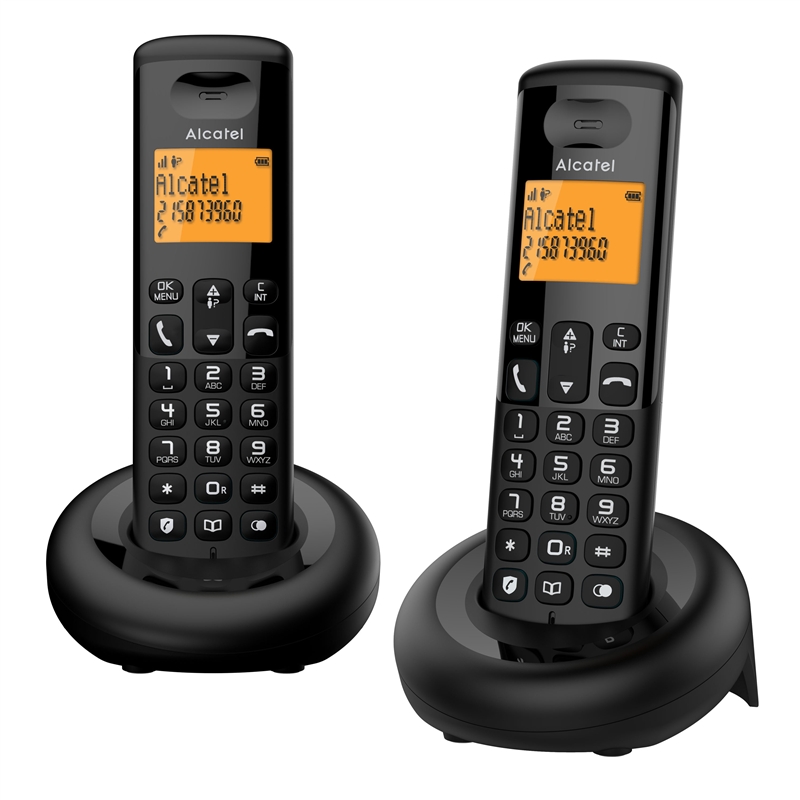Alcatel E160 Duo pack 2 inalámbricos DECT con base de carga negro
