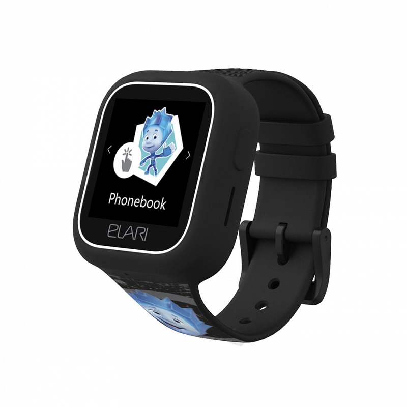 Elari smartwatch Fixitime Lite para niños con GPS/LBS,      seguimiento y botón SOS negro