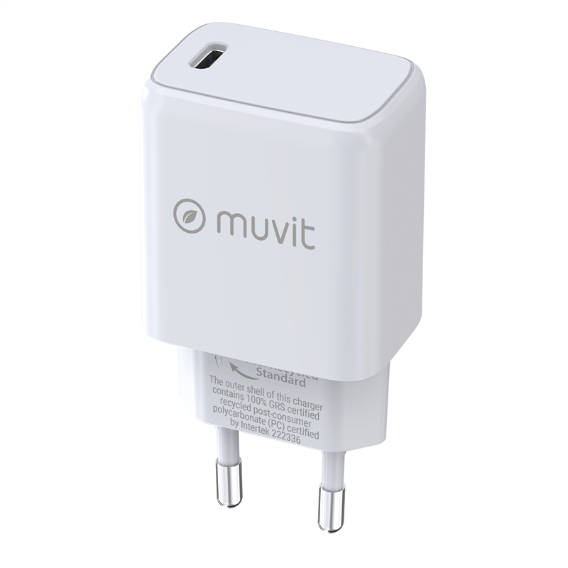 muvit for change cargador de pared Tipo C PD 25W blanco