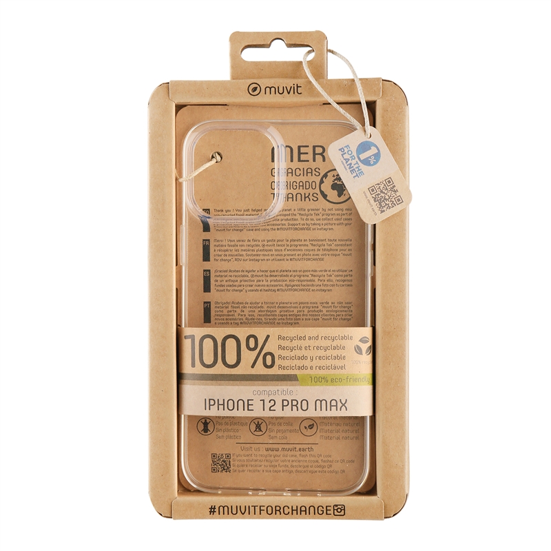 muvit for change funda compatible con Apple iPhone 12 Pro Max transparente