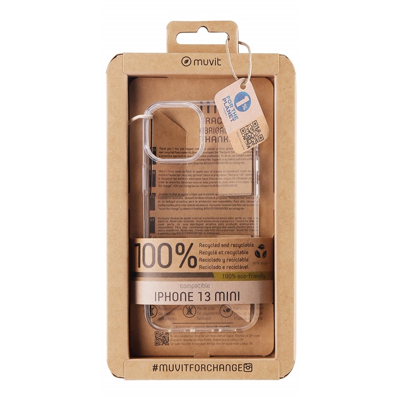 muvit for change funda compatible con Apple iPhone 13 Mini transparente