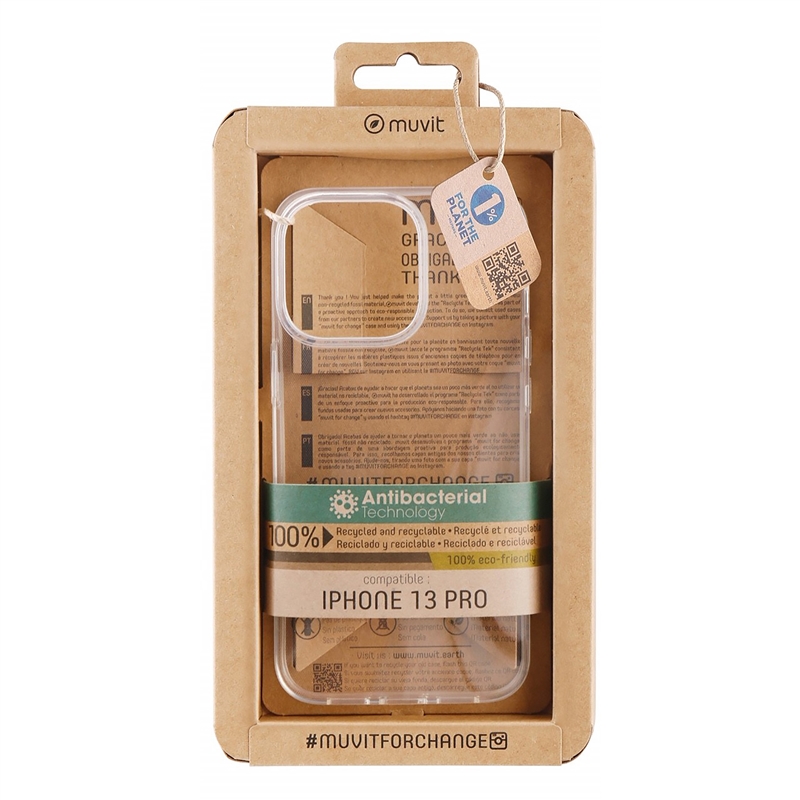 muvit for change funda compatible con Apple iPhone 13 Pro antibacterias transparente