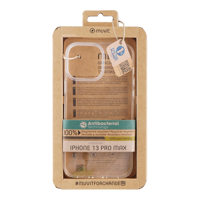 muvit for change funda compatible con Apple iPhone 13 Pro Max antibacterias transparente