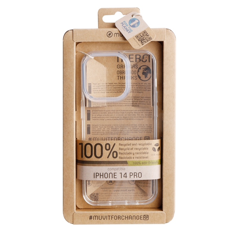 muvit for change funda compatible con Apple iPhone 14 Pro transparente
