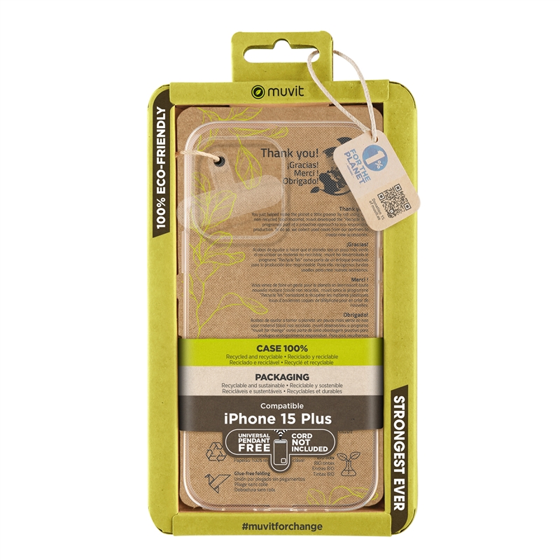 muvit for change funda compatible con Apple iPhone 15 Plus transparente