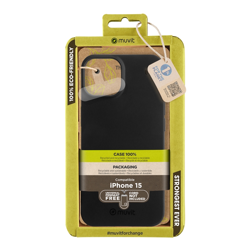 muvit for change funda compatible con Apple iPhone 15 negra