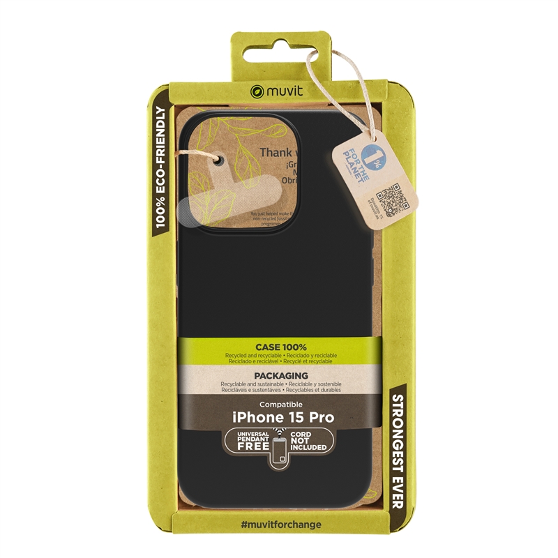 muvit for change funda compatible con Apple iPhone 15 Pro negra