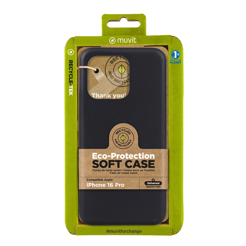 muvit for change funda compatible con Apple iPhone 16 Pro negra
