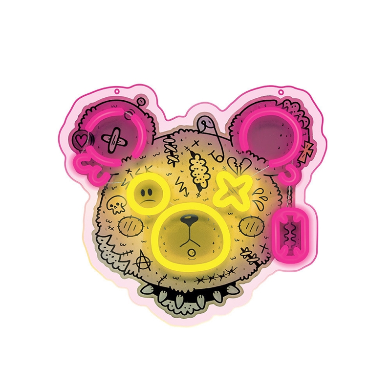 Forever Neon ART Led Punk Teddy Bear pink-yellow FLA01