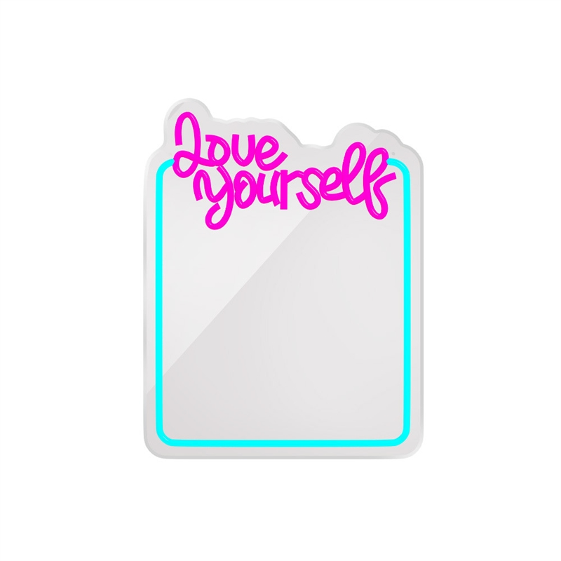 Forever Neon Mirror LED Love Yourself turquoise pink FMNE01
