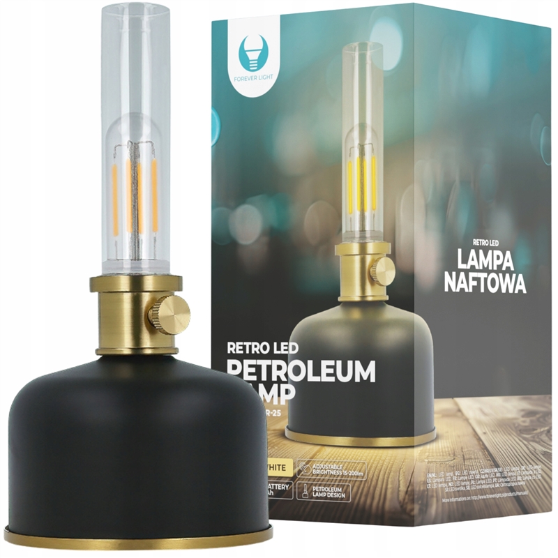 Forever Light Retro Petroleum LED Lamp black FLR-25