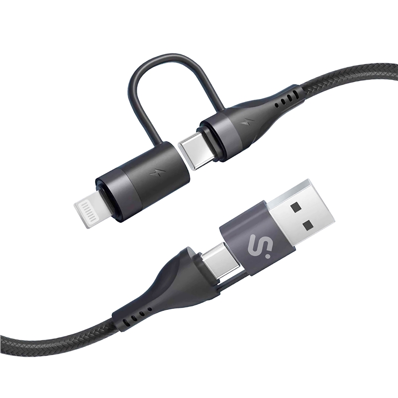 Subblim cable Top 4 en 1 60W 1,2m smart chip negro