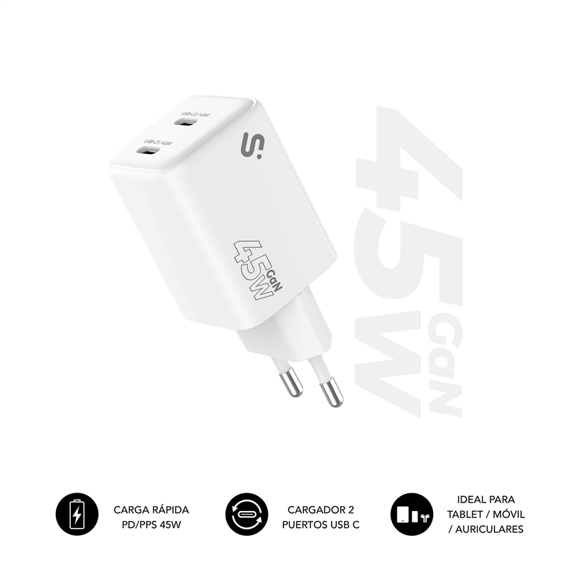 Subblim cargador GaN 45W USB-C + C