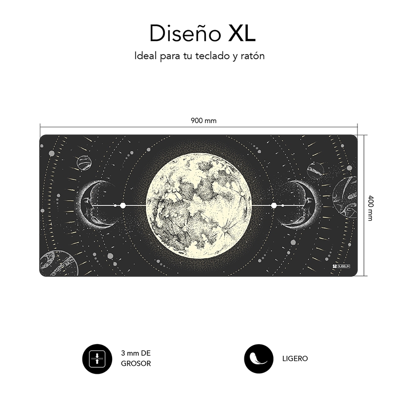 Subblim alfombrilla ratón ordenador Lunar XL