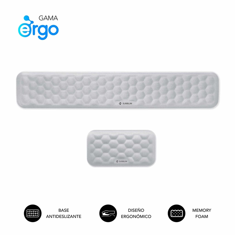 Subblim pack Ergo Airpadding teclado+ratón wrist rest silver