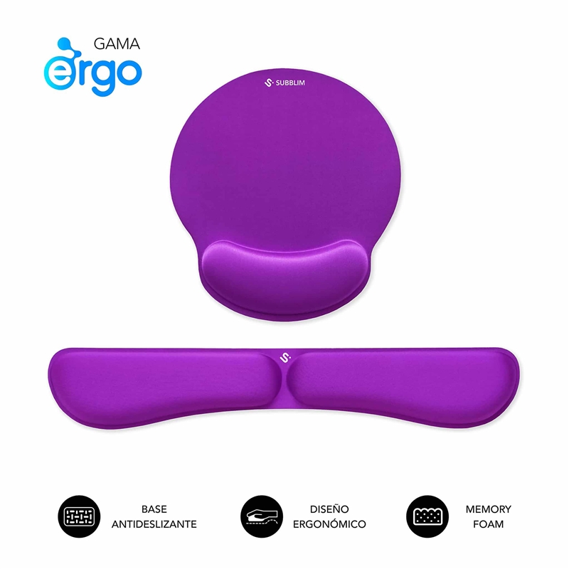 Subblim pack ERGO Memoryflex para teclado y ratón wrist rest purple