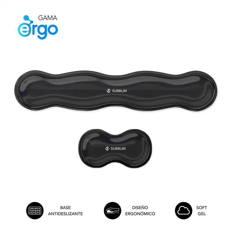Subblim pack ERGO Cristal Flex para teclado y ratón wrist rest negro